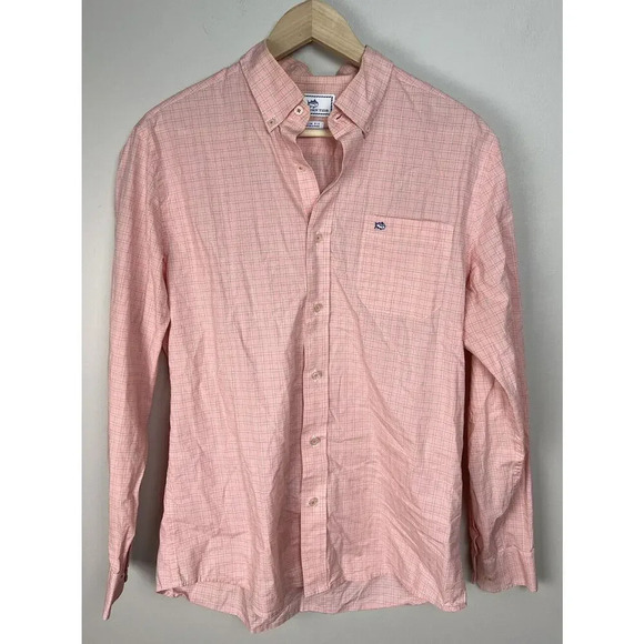 Southern Tide Plaid Trim Fit Button Down Long Sleeve Shirt Size Medium Cotton - Picture 1 of 10